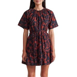 Apiece Apart Saara Tiered Mini Dress Deep Botanic Cotton